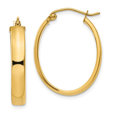 14k 4x25mm Lightweight Oval Tube Hoop Earrings