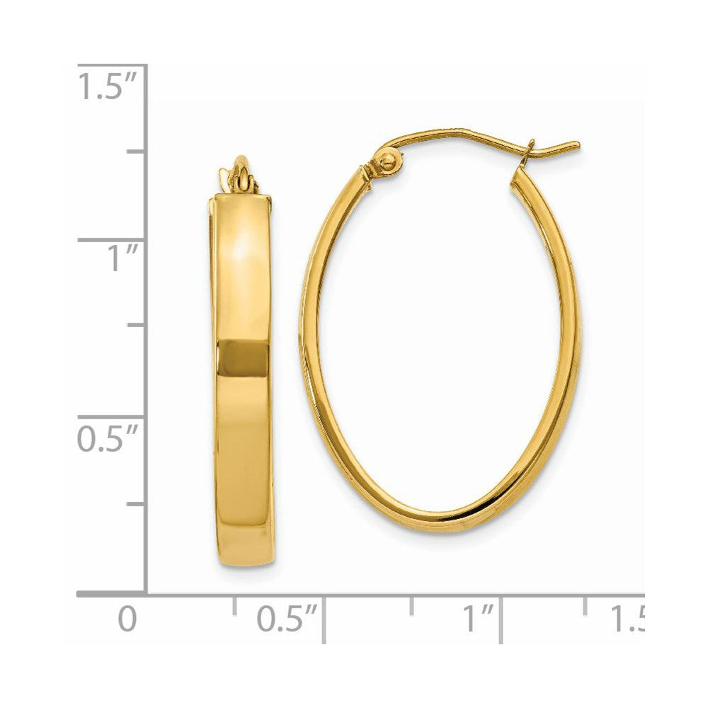 14k 4x30mm Lightweight Oval Tube Hoop Earrings