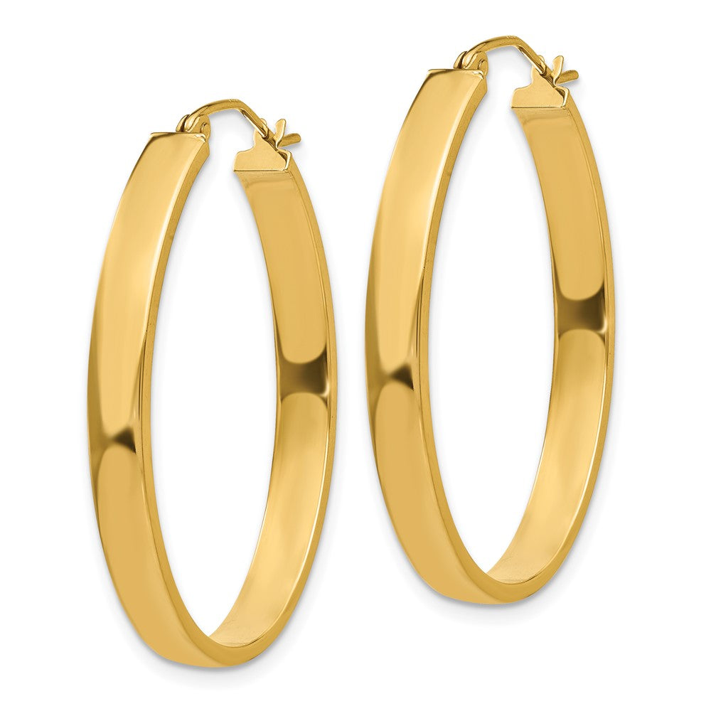 14k 4x35mm Lightweight Oval Tube Hoop Earrings