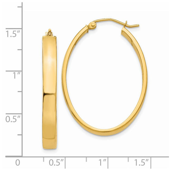 14k 4x35mm Lightweight Oval Tube Hoop Earrings