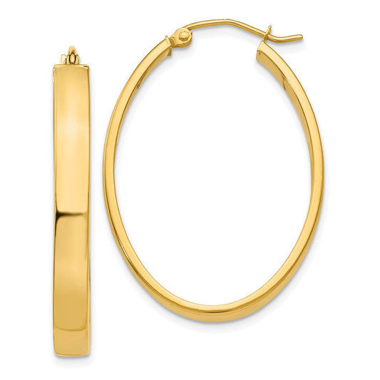4mm Gold Oval Tube Hoop Earrings