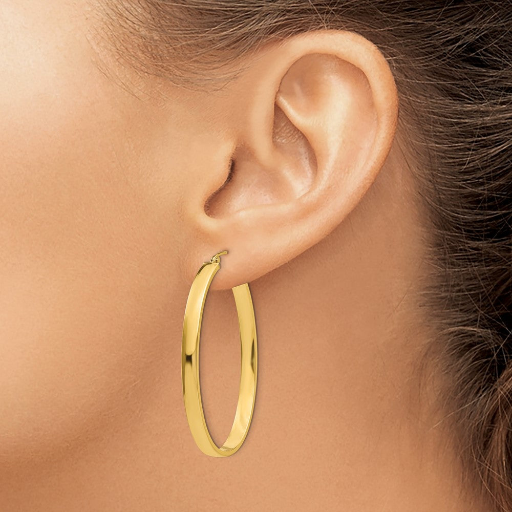 14k 4x48mm Lightweight Oval Tube Hoop Earrings