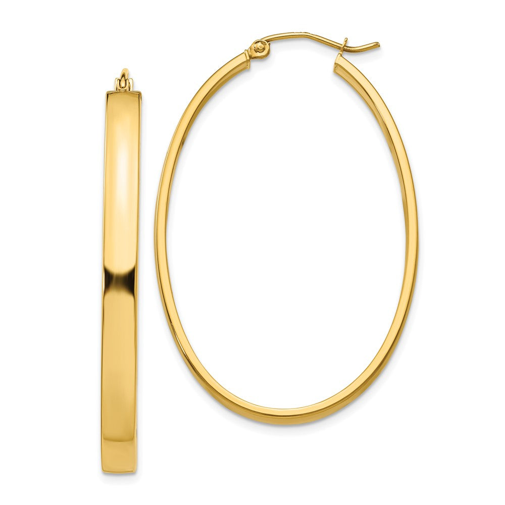 14k 4x48mm Lightweight Oval Tube Hoop Earrings