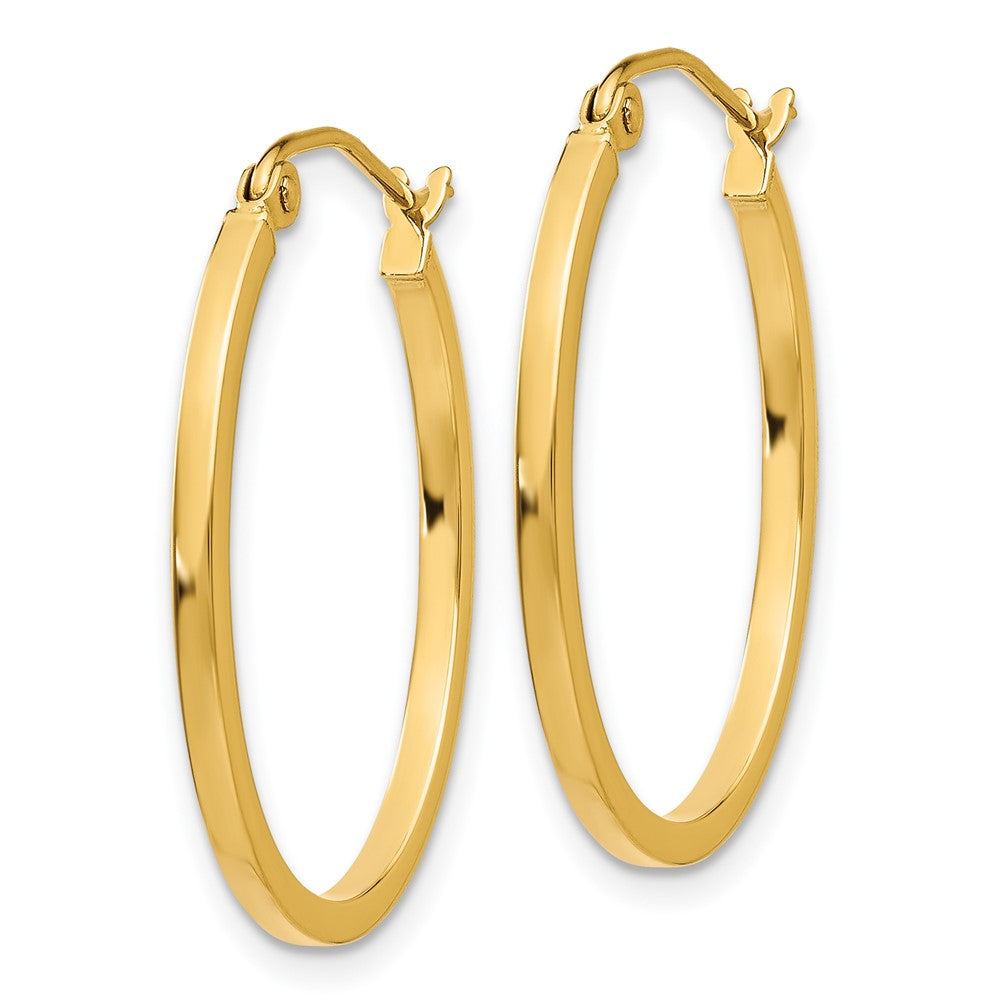 Gold Polished Square Tube Oval Hoop Earrings