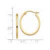 14k 1.5x25mm Lightweight Fancy Oval Tube Hoop Earrings