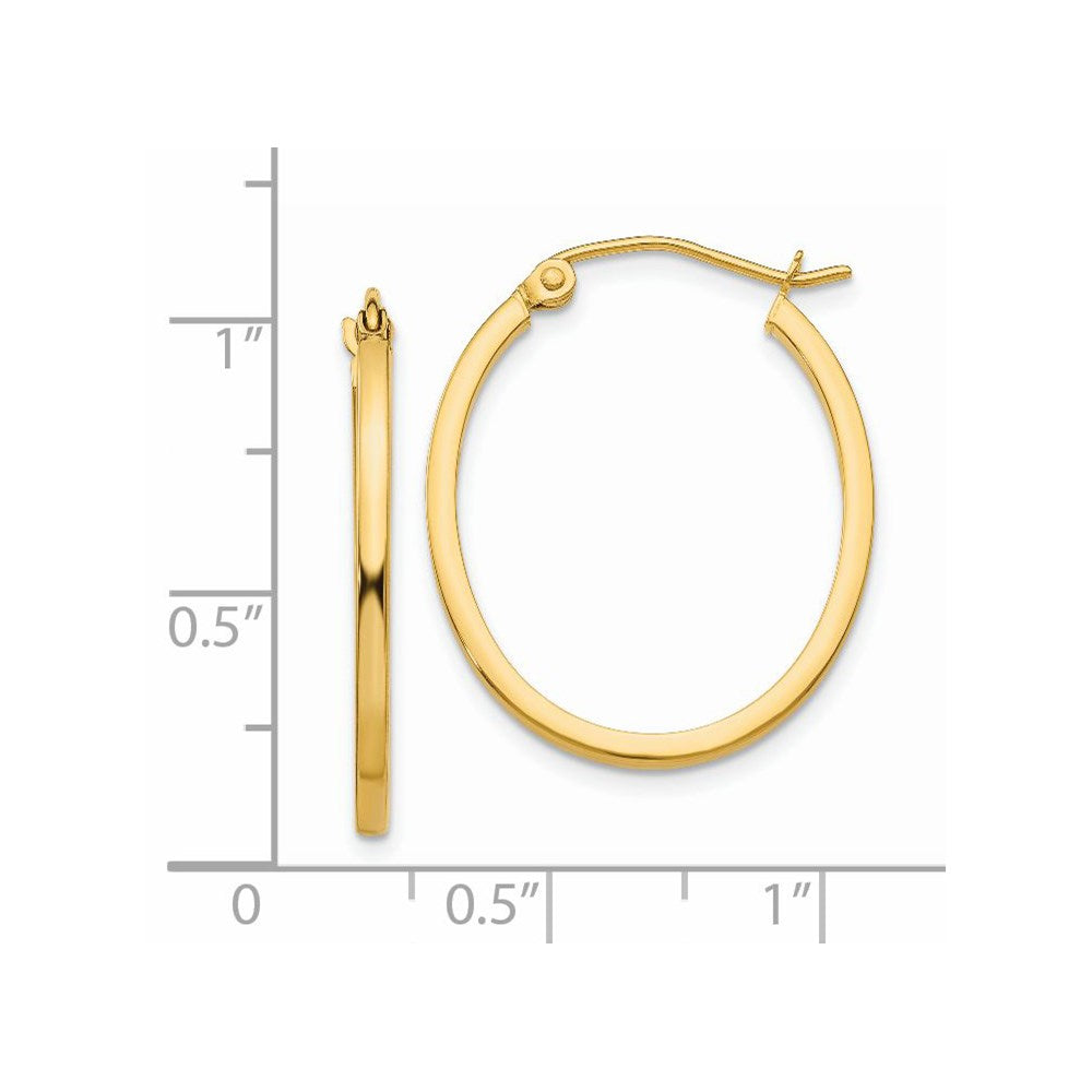 14k 1.5x25mm Lightweight Fancy Oval Tube Hoop Earrings