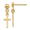 Gold Cross Dangle Post Earrings
