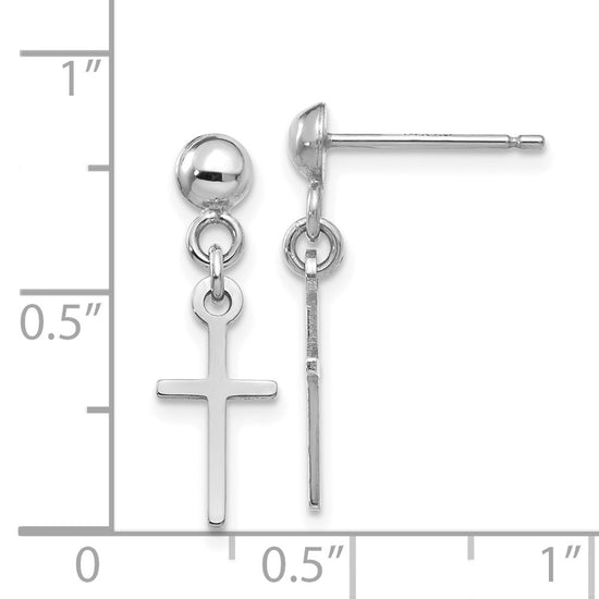 Gold Cross Dangle Post Earrings