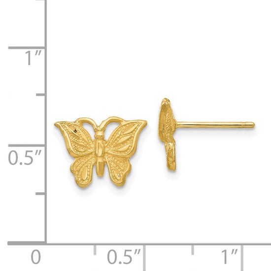 14K Diamond-cut Butterfly Post Earrings
