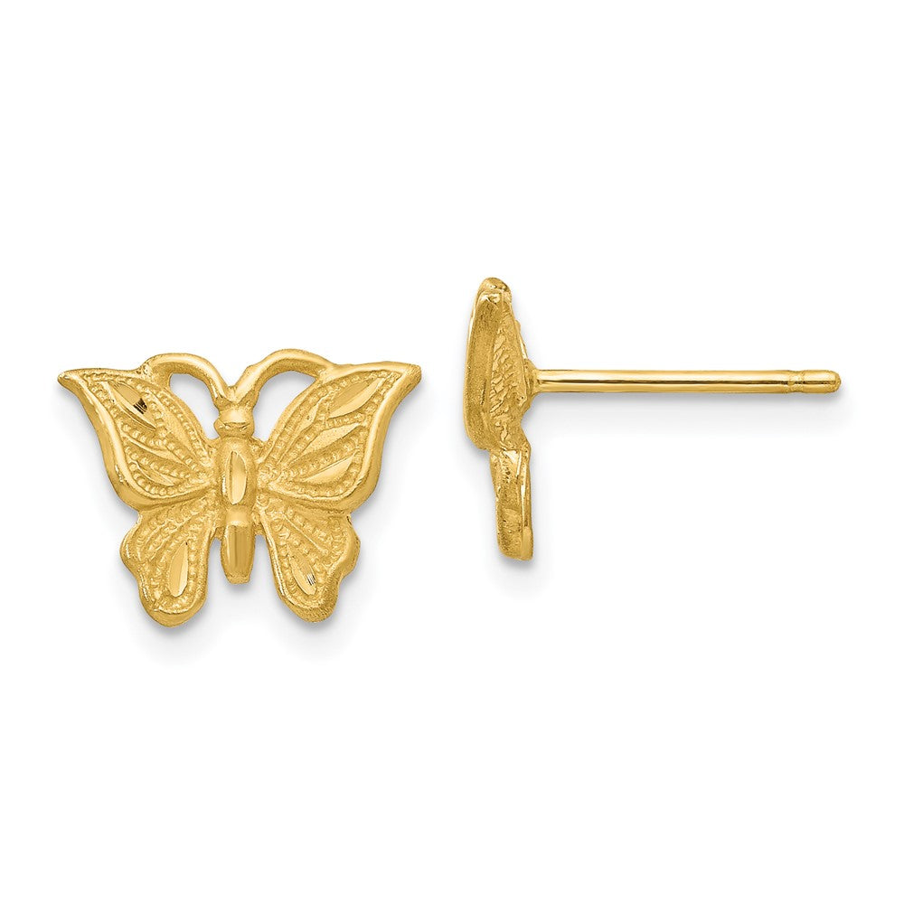 14K Diamond-cut Butterfly Post Earrings