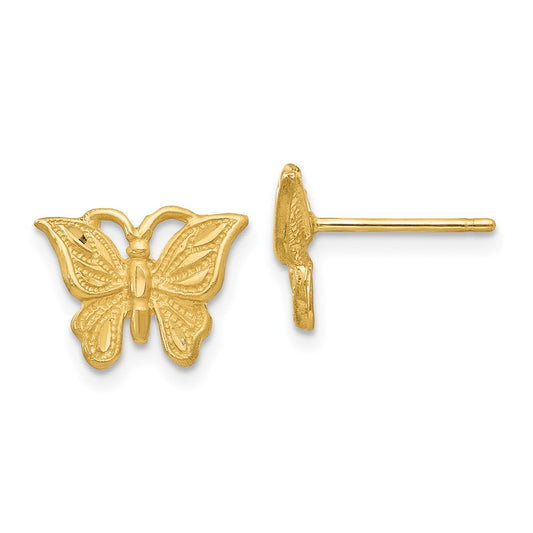 14K Diamond-cut Butterfly Post Earrings
