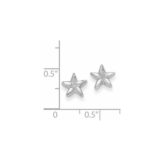 14k White Gold Diamond-cut Starfish Earrings