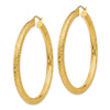 14k 4x50mm Diamond-cut Round Tube Hoop Earrings