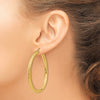 14k 4x50mm Diamond-cut Round Tube Hoop Earrings