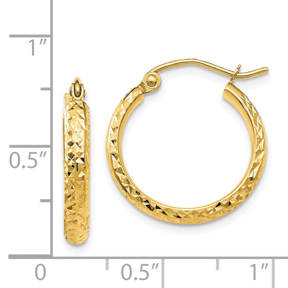 14K 2.8x18mm Diamond-cut Tube Hoop Earrings