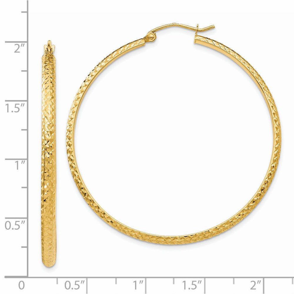 14K 2.8x46mm Diamond-cut Tube Hoop Earrings