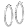 14K White Gold 2.8x30mm Diamond-cut Tube Hoop Earrings