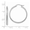 14K White Gold 2.8x30mm Diamond-cut Tube Hoop Earrings