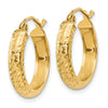 14K 3.5x17mm Diamond-cut Tube Hoop Earrings