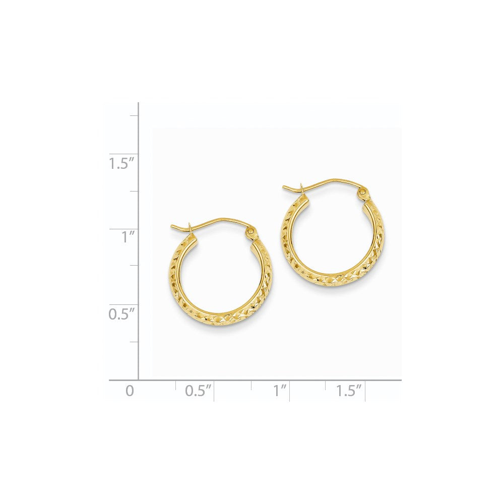 14K 3.5x17mm Diamond-cut Tube Hoop Earrings