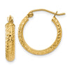 14K 3.5x17mm Diamond-cut Tube Hoop Earrings