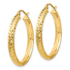 14K 3.5x28mm Diamond-cut Tube Hoop Earrings