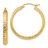 14K 3.5x28mm Diamond-cut Tube Hoop Earrings
