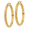 14K 3.5x38mm Diamond-cut Tube Hoop Earrings