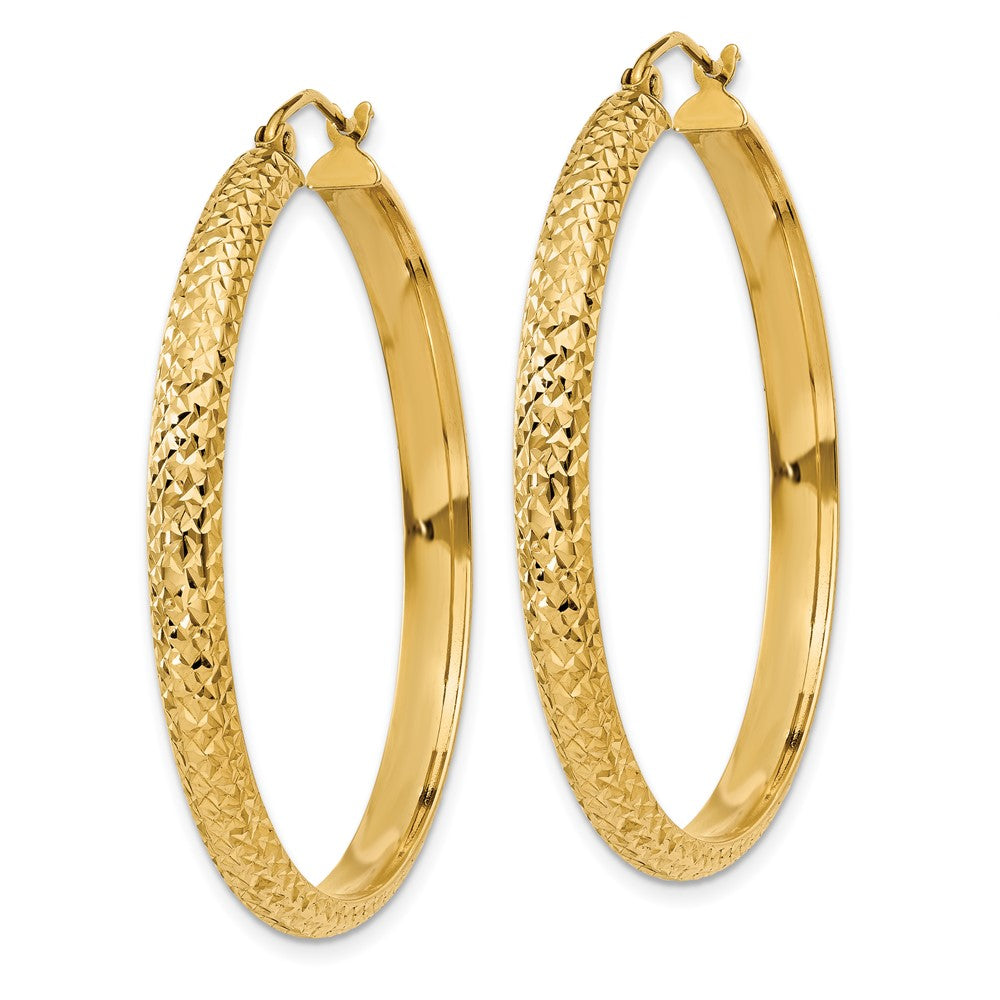 14K 3.5x38mm Diamond-cut Tube Hoop Earrings