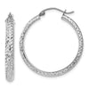 14K White Gold 3.5x28mm Diamond-cut Tube Hoop Earrings