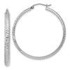 14K White Gold 3.5x38mm Diamond-cut Tube Hoop Earrings