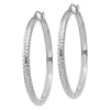 14K White Gold 3.5x46mm Diamond-cut Tube Hoop Earrings