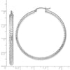 14K White Gold 3.5x46mm Diamond-cut Tube Hoop Earrings