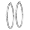 14K White Gold 3.5x52mm Diamond-cut Tube Hoop Earrings
