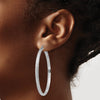 14K White Gold 3.5x52mm Diamond-cut Tube Hoop Earrings