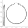14K White Gold 3.5x52mm Diamond-cut Tube Hoop Earrings