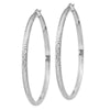 14K White Gold 3.5x65mm Diamond-cut Tube Hoop Earrings