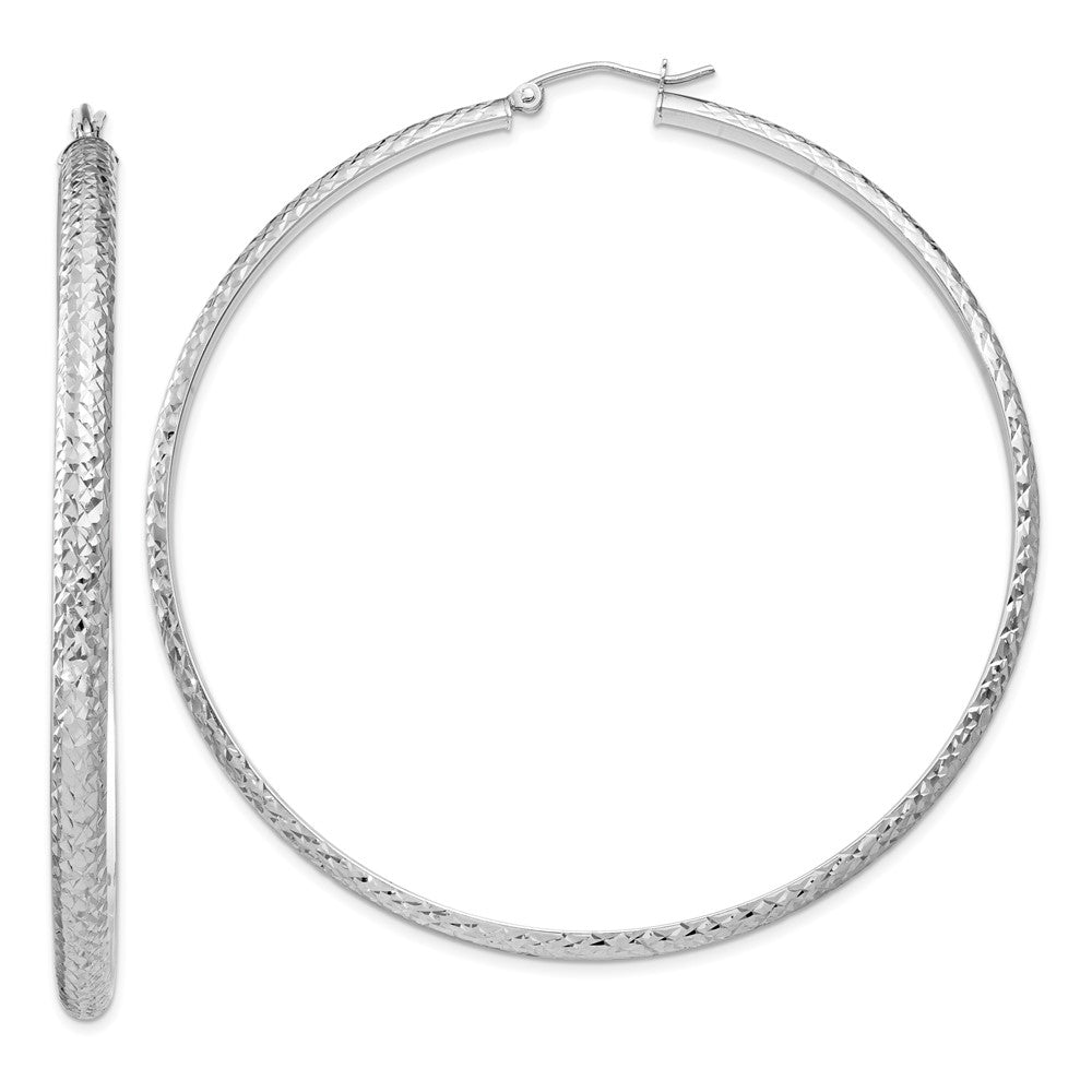 Gold Hollow Diamond-cut Hoop Earrings