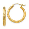 14K 2.5x20mm Knife-Edge Diamond-cut Tube Hoop Earrings