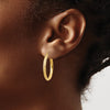 14K 2.5x25mm Knife-Edge Diamond-cut Tube Hoop Earrings