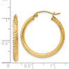 14K 2.5x25mm Knife-Edge Diamond-cut Tube Hoop Earrings