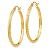 14K 2.5x35mm Knife-Edge Diamond-cut Tube Hoop Earrings