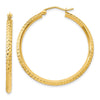 14K 2.5x35mm Knife-Edge Diamond-cut Tube Hoop Earrings