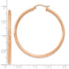 14K Rose Gold 2.5x45mm Knife-Edge Diamond-cut Tube Hoop Earrings