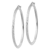 14K White Gold 2.5x45mm Knife-Edge Diamond-cut Tube Hoop Earrings