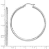 14K White Gold 2.5x45mm Knife-Edge Diamond-cut Tube Hoop Earrings