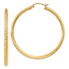 14K 2.5x45mm Knife-Edge Diamond-cut Tube Hoop Earrings