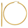 14K 2.5x65mm Knife-Edge Diamond-cut Tube Hoop Earrings