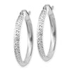 14K White Gold 2.5x25mm Knife-Edge Diamond-cut Tube Hoop Earrings