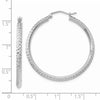 14K White Gold 2.5x25mm Knife-Edge Diamond-cut Tube Hoop Earrings